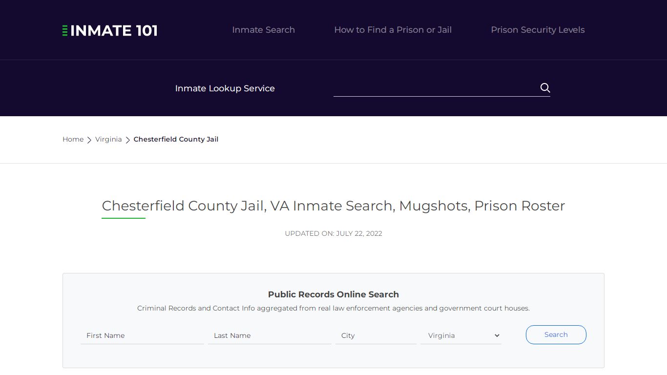 Chesterfield County Jail, VA Inmate Search, Mugshots, Prison Roster